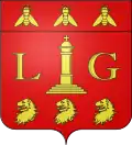Armes de Liège sous l’Empire (le chef est celui des bonnes villes) : Liège était alors le chef-lieu d’un département français, le département de l’Ourthe (1795-1814).
