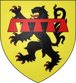 Les sires de Beaujeu : D'or, au lion de sable armé et lampassé de gueules, au lambel de cinq pendants de gueules, brochant sur le lion.