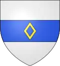 Blason attribué par Charles d'Hozier (~1696) : d'argent à la fasce d'azur chargée d'une macle d'or.