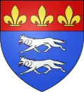 Loup Langue : toujours D'azur à deux loups d'argent lampassés de gueules,... (Louveciennes)