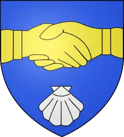 D'azur à la foi d'or, accompagnée en pointe d'une coquille d'argent