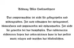 Affiche (en faux allemand) liée au folklore des informaticiens anglophones des années 1950