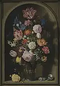 Ambrosius Bosschaert, Bouquet de fleurs dans un vase, 1618, huile sur cuivre, 55,5&nbsp;x 39,5&nbsp;cm.