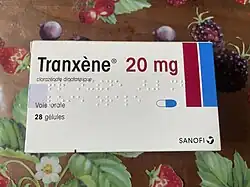 Boîte de Tranxène 20 mg en France.