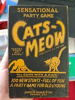 Jeu d'ambiance Cats-Meow édité par James R. Irvin & Co. Inc. à Chicago dans les années 1920