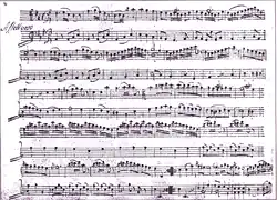 Manuscrit : partition de la Sonate en la majeur