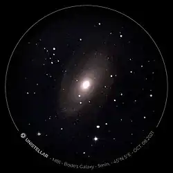 M81 vue à travers un télescope amateur (EVscope).