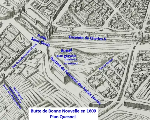 Bonne Nouvelle en 1609 (plan Quesnel).