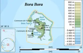 Carte topographique de Bora-Bora.