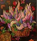 Boris Arakcheev&nbsp;(ru), Nature morte aux lupins, huile sur toile, 1984.