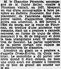 Extrait d'un article du journal L'Ouest-Éclair du 3 novembre 1931 décrivant la pierre d'apparence phallique de Mespaul située près de l'emplacement de l'ancienne église et le peulven de Croas-Koffec.