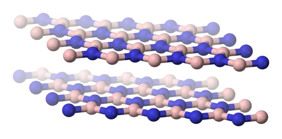 Structure cristalline du h-BN, analogue au graphite.