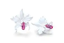 Boucles d'oreilles Cattleya en or rouge, céramique et rubellites de Cruzeiro
