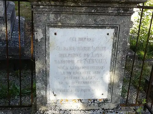 Plaque de Marie Aimée de Loys.