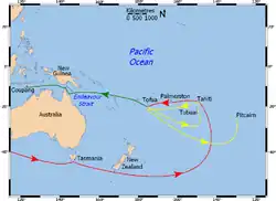 Carte de l'océan Pacifique.