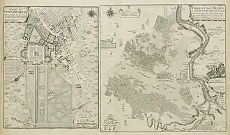 plan du château vers 1695, le jardin de l'étang est encore présent.