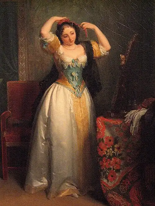 Jean-Augustin Franquelin, Jeune femme devant son miroir, vers 1830.