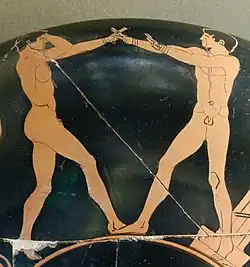 Pugilistes en garde, coupe ; v. 470 av. J.-C., musée du Louvre.