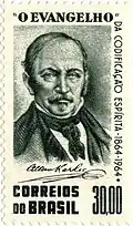Timbre brésilien de 1964 (centenaire de L'Évangile selon le spiritisme).