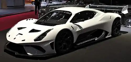 Brabham BT62 au Salon de l'automobile de Genève 2019.