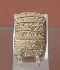 Tablette de l'administration akkadienne à Tell Brak : liste de dépendants. British Museum.