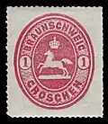 Cheval saxon sur un timbre du Brunswick des années 1860