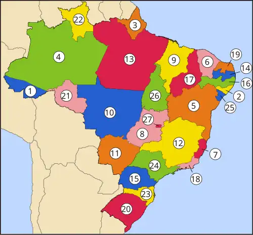Les 27 états du Brésil