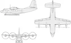 Description de l'image Breguet 941S 3-view line drawing.jpg.