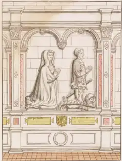 Tombeau dans l'église de l'abbaye de St-Georges, il est de Raoul de Brie et de n.. de Coesme sa femme
