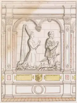 Tombeau dans l'église de l'abbaye de St-Georges, il est de Gilles de Brie mort en 1454 et de n. Giffard sa femme morte en 1460