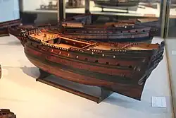 Vue générale du Brillant côté bâbord. Modèle au 1/40e. Musée de la Marine, Paris.