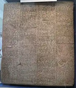 Inscription sur pierre du roi Nabuchodonosor&nbsp;II de Babylone (605-562 av. J.-C.). British Museum.