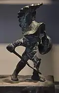 Statuette: gladiateur hoplite grec (hoplomaque), IIe&nbsp;siècle EC, Neues Museum
