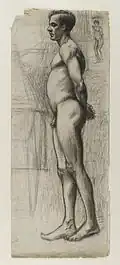 Male Nude, vers 1903/1904, graphite et fusain sur papier crème moyennement épais, modérément texturé, 61&nbsp;×&nbsp;24,4&nbsp;cm, Brooklyn Museum.