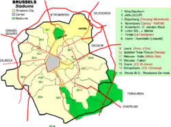 Localistation des stade bruxellois