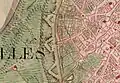 La Porte d'Anderlecht sur la carte de Ferraris du XVIIIe&nbsp;siècle.