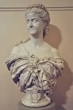 Mme&nbsp;Adelina Patti, marquise de Caux (1869), marbre, Londres, Royal Opera House.