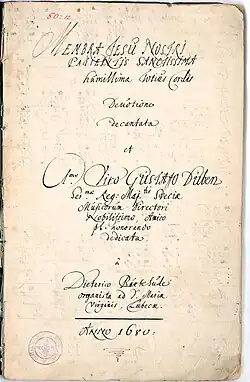 manuscrit : page de titre des Membra Jesu nostri