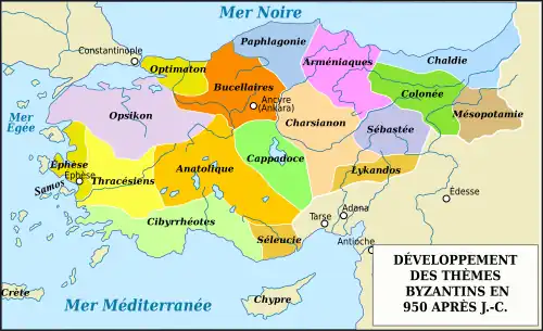 Thèmes byzantins en 950