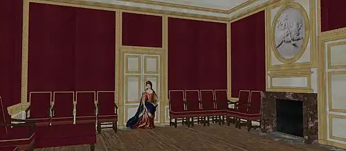 Restitution du Cabinet sur cour de l'appartement de Louvois, au rez-de-chaussée de l'Hôtel Louvois, 1690