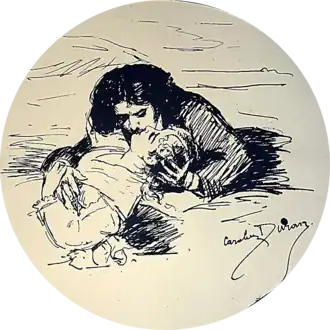 Un baiser (vers 1880), lithographie.