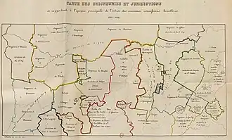 carte des seigneuries et juridictions 1765-1785 à l'époque des concessions des houillères