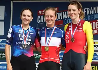 Podium de la course contre-la-montre Élites professionnelles.