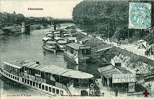 Carte postale montrant le secteur du pont de Charenton, au début du XXe&nbsp;siècle.
