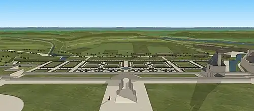 Schéma de la vue depuis le haut du donjon du château de Châtillon-Coligny, au XVIIe siècle.