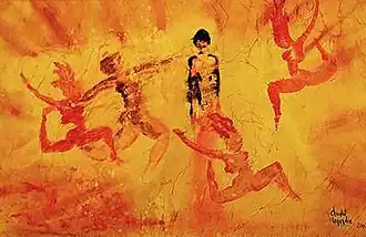 Danse pour la paix, Huile sur bois