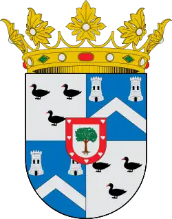 Blason espagnol de la famille Guignard de Saint-Priest en tant que ducs d'Almazán de Saint-Priest, grands d'Espagne de première classeDevise : « ESSE QUAM VIDERI »