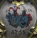 Armoiries d'alliance de János Majthényi (1726-1785) et Magdolna Abaffy (+1791), église piariste de Prievidza.