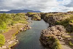 Vue de la Flosagjá à son extrémité méridionale.