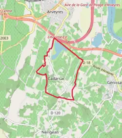 Carte avec les communes environnantes.